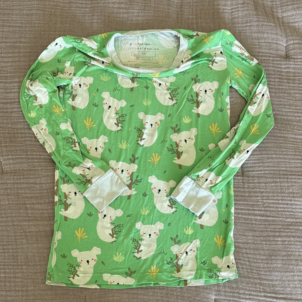 Little Sleepies Green Koala Kids Pajama Top 7/8
